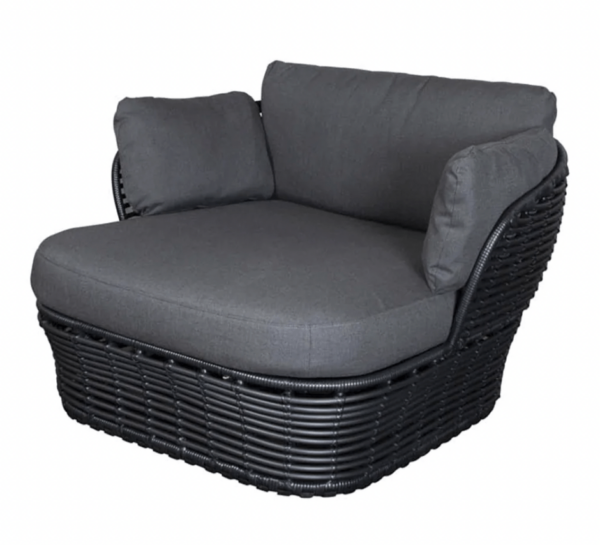 Cane Line | Basket Lounge Chair - Graphite Frame w/ Grey Cushion