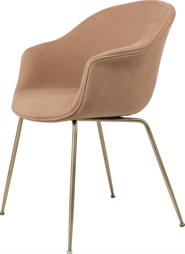 Gubi | Bat Dining Armchair, Fully Upholstered - Antique Brass Base - Canvas 2 - 0674