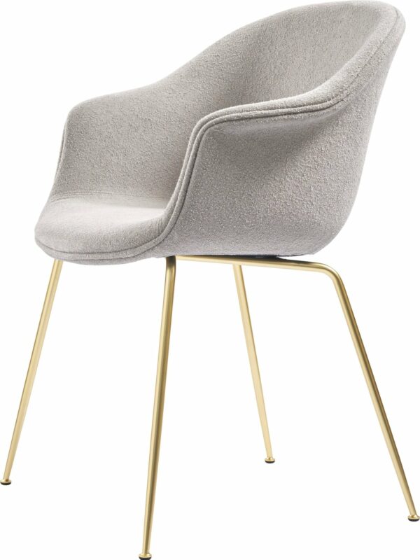 Gubi | Bat Dining Armchair, Fully Upholstered - Brass Base - Canvas 2 - 0674