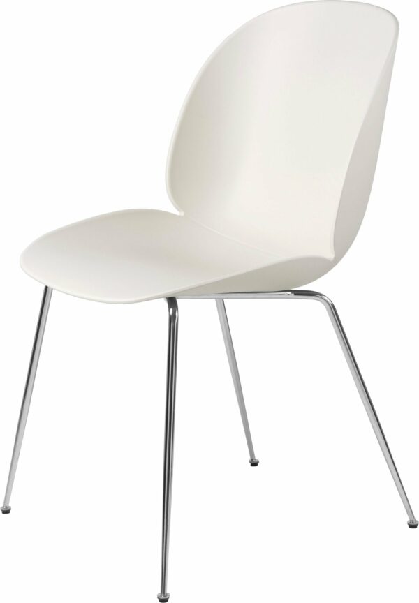 Gubi | Beetle Dining Chair - Chrome Base - Alabaster White