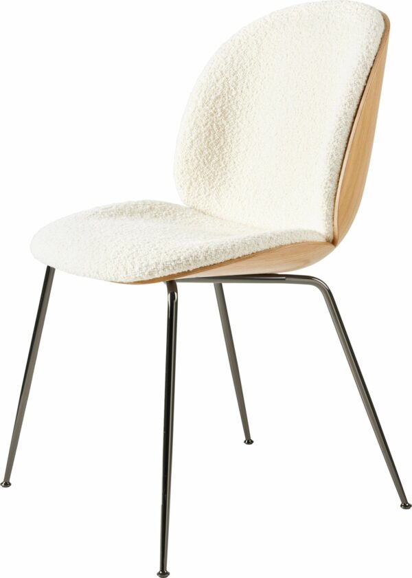 Gubi | Beetle Dining Chair - Veneer - Oak/ Dedar Karakorum 001 - Black Chrome Base