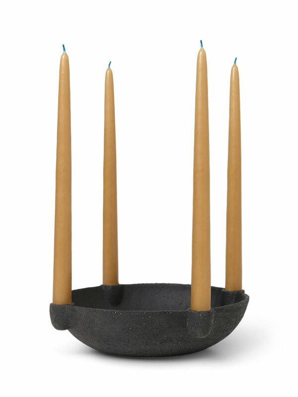 Ferm Living | Bowl Candle Holder - Ceramic - Dark Grey