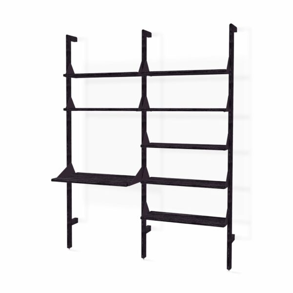 Gus* Modern | Branch-2 Shelving Unit with Desk - Black Frame/Black Brackets