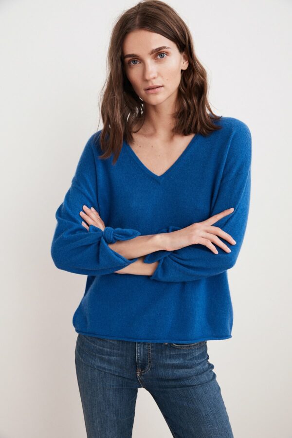 Velvet by Graham & Spencer | Freja 3/4 Tie Sleeve Cashmere Sweater (L), Velvet by Graham & Spencer