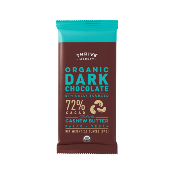 4-Pack Thrive Market Organic Dark Chocolate 72% filled with Cashew Butter 2.8 oz bar