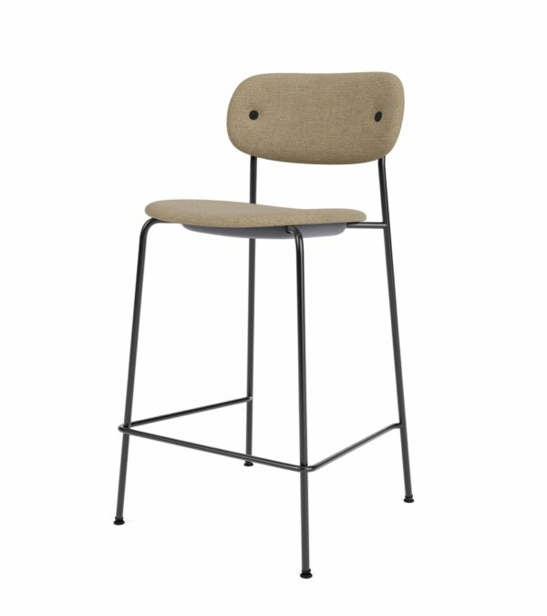 Audo Copenhagen | Co Counter Chair - Fully Upholstered - Black Steel/ Audo Boucle 02 (Beige)