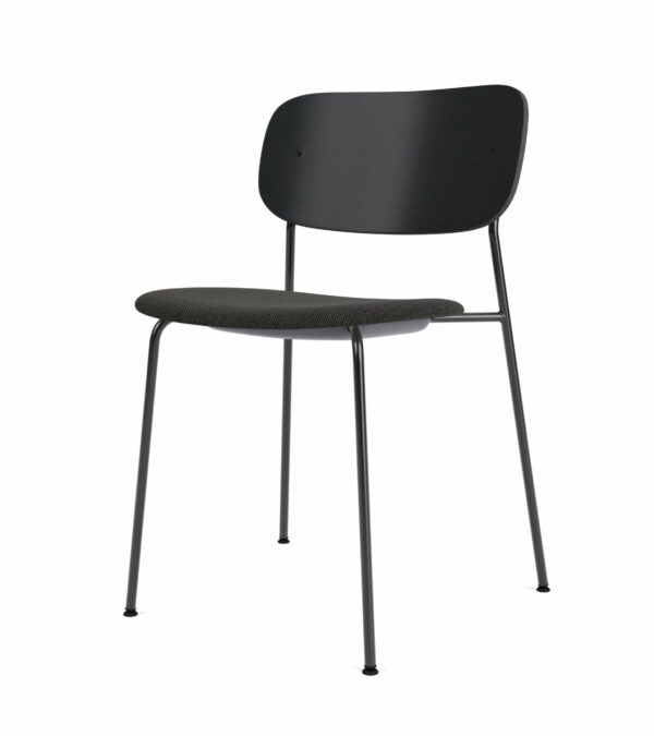 Audo Copenhagen | Co Dining Chair - Partially Upholstered - No Armrests - Black Frame/ Black Oak Back/ Re-wool 0198 (Black)