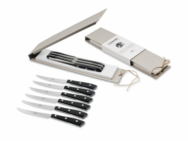 Coltellerie Berti | Compendio 6pc Polished Steak Knife Set - Lucite - Black