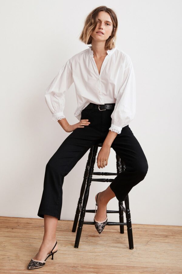 Velvet by Graham & Spencer | Myrella Cotton Poplin Button-Up Top Blouse (L), Velvet by Graham & Spencer