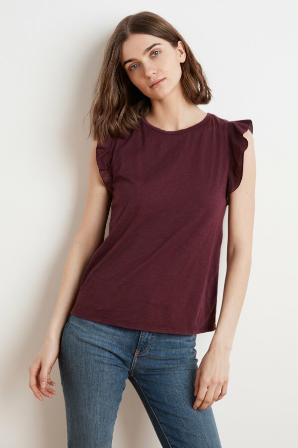 Velvet by Graham & Spencer | Marvel Cotton Slub Ruffle Sleeve Tee (XL), Velvet by Graham & Spencer