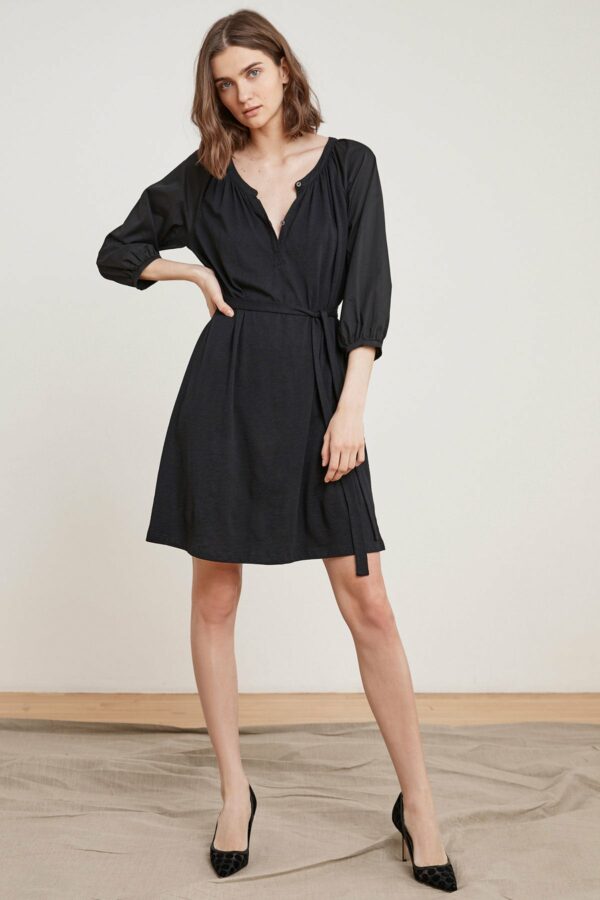 Velvet by Graham & Spencer | Sharrona Cotton Contrast Henley Shirt Dress (XL), Velvet by Graham & Spencer