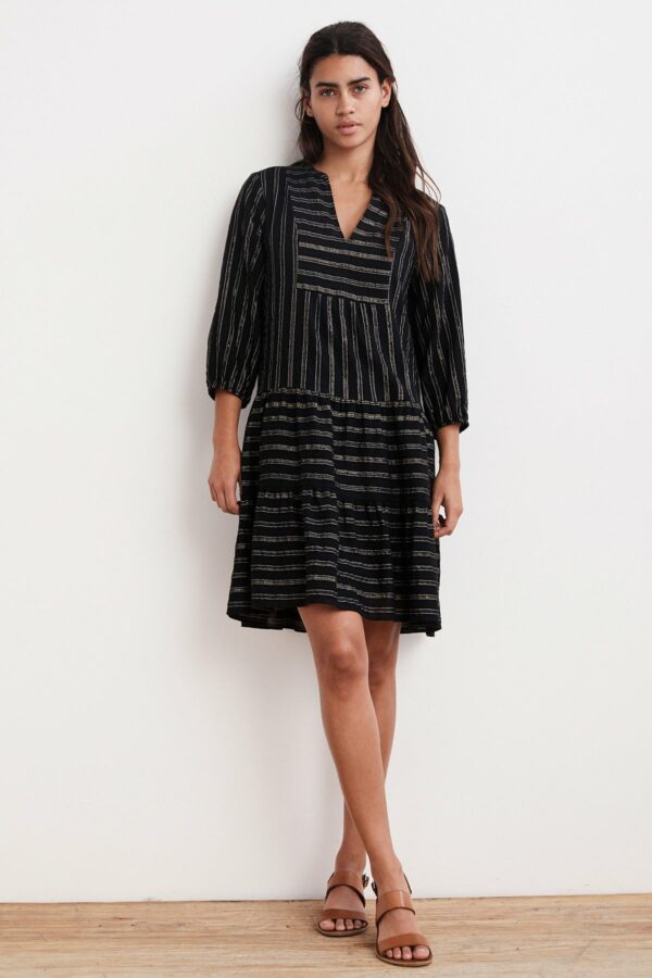 Velvet by Graham & Spencer | Arlena Cotton Voile Lurex Peasant Dress (XS), Velvet by Graham & Spencer