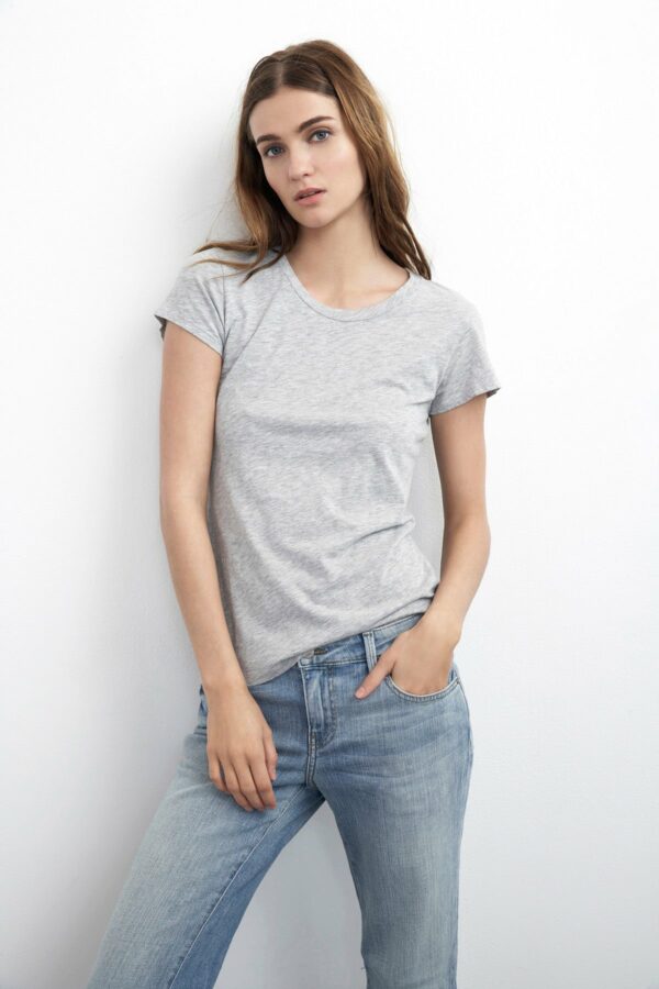 Velvet by Graham & Spencer | Odelia Heather Grey Cotton Slub Crew Neck Tee (XL), Velvet by Graham & Spencer