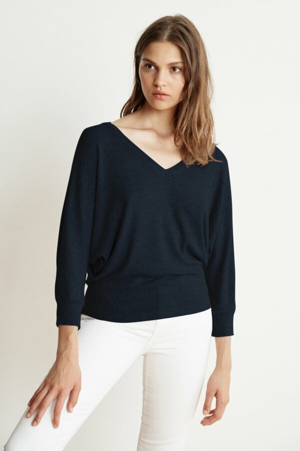 Velvet by Graham & Spencer | Candace Cozy Rib V-Neck Dolman Top (XL), Velvet by Graham & Spencer