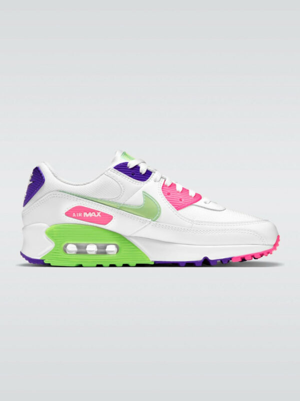 Nike Air Max 90 Sneaker - White/Volt-Indigo Burst-Pink Blast