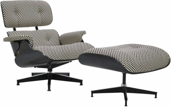 Herman Miller | Eames® Lounge Chair and Ottoman - Alexander Girard Check - Classic / Ebony Ash / Black/White Checker