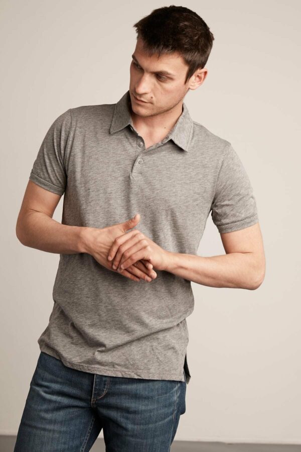 Velvet by Graham & Spencer | Randall Charcoal Cotton Slub Polo (xXL), Velvet by Graham & Spencer