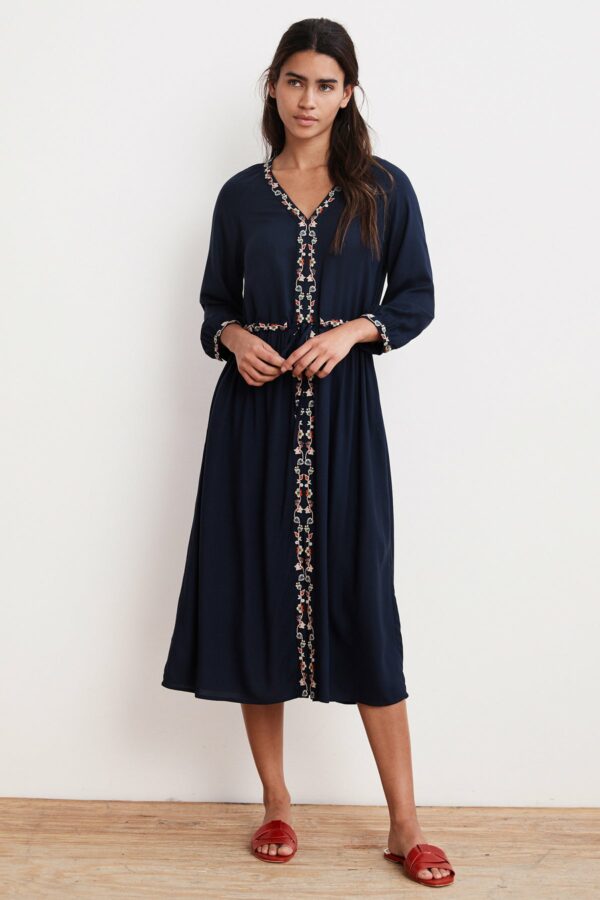 Velvet by Graham & Spencer | Lydia Floral Embroidered Challis Dress (XS), Velvet by Graham & Spencer