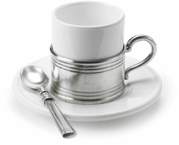 Match Pewter | Espresso Cup with Ceramic Saucer - Set of 2