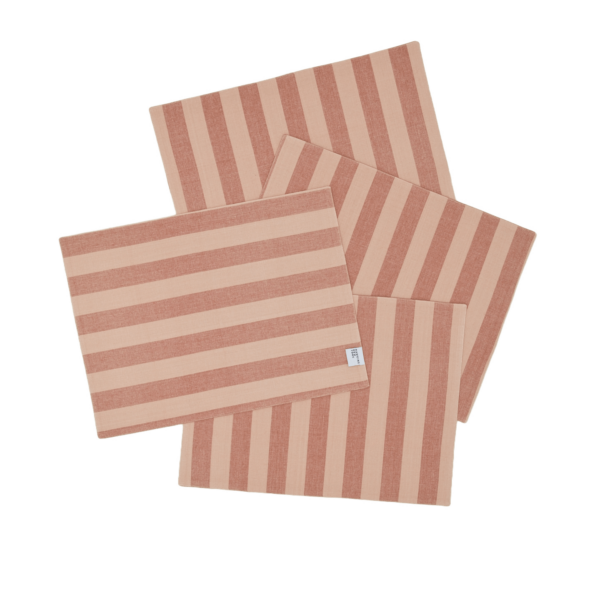 Hawkins New York | Essential Striped Placemat - Set of 4 - Blush/ Terracotta