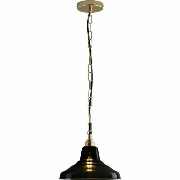 Original BTC | Glass School Pendant Light Size 1 - Polished Brass / Antracite Glass