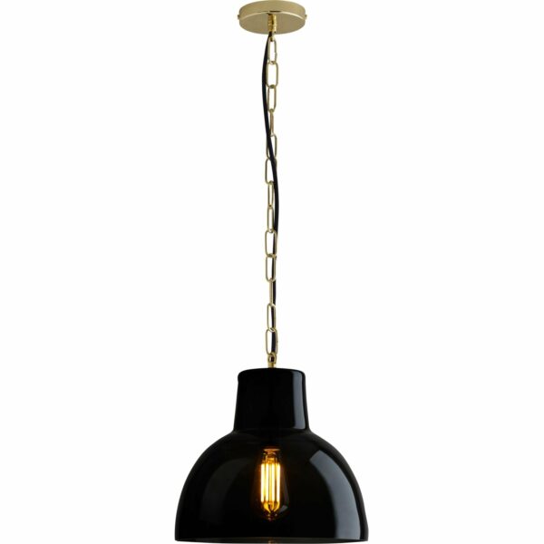 Original BTC | Glass York Pendant Size 2 - Polished Brass / Antracite Glass