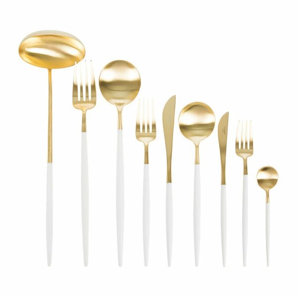 Cutipol | Goa Cutlery - Brushed Gold and White Handle - Sets - 130 Piece Setting