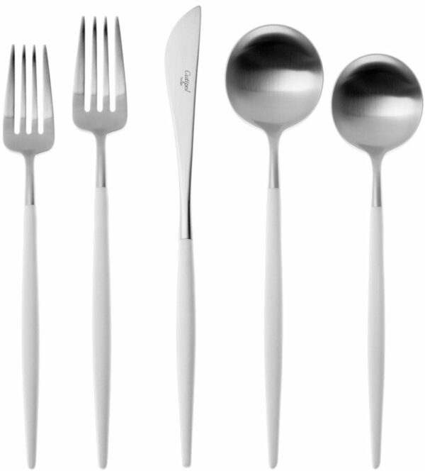 Cutipol | Goa Cutlery - Brushed Stainless Steel and White Handle - Sets - 130 Piece Setting