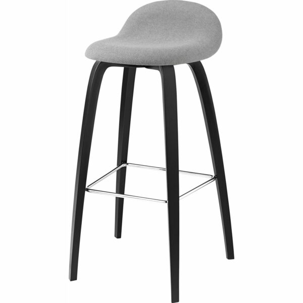 Gubi | Gubi 3D Bar Stool Upholstered Shell - Wood Base - American Walnut / Canvas 2 - 0674