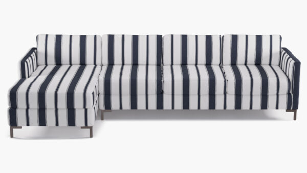 The Inside | Modern Sectional, Left Facing | Navy Clarence Stripe