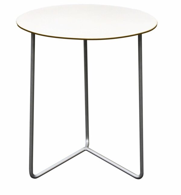 Grythyttan Stålmöbler | High Tech Table 60 - White Laminate with Hot Galvanized Base