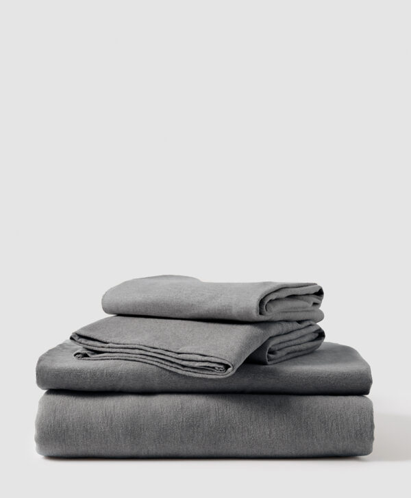 PACT Apparel | Home Medium Grey Heather Organic Favorite Tee Jersey Sheet Set FL