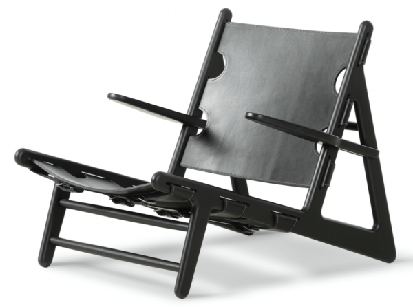 Fredericia | Hunting Chair - Black Leather/Black Lacquered Oak