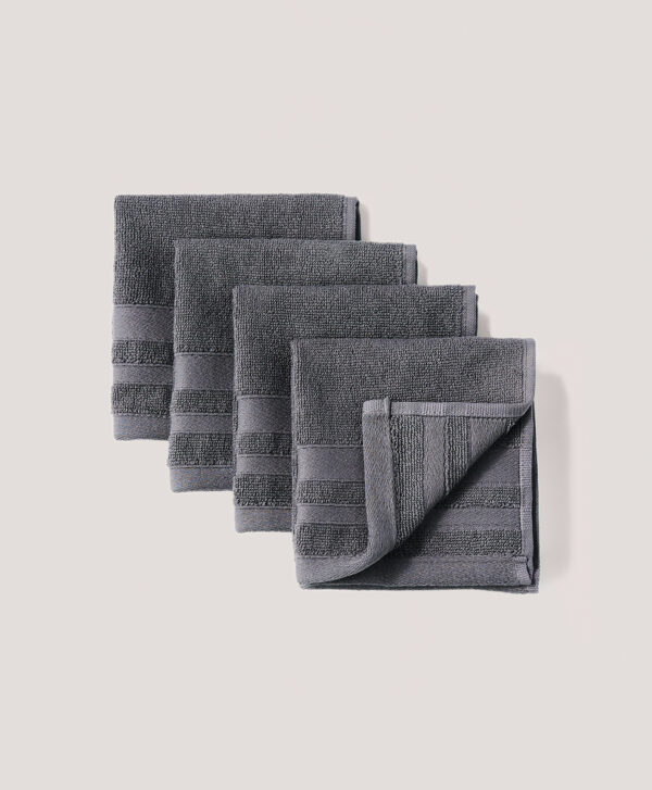 PACT Apparel | Home Charcoal Organic Organic Luxe Washcloth 4-Pack1S