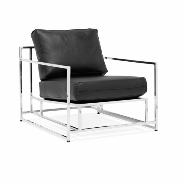 Stephen Kenn | Inheritance Armchair - Black Leather & Polished Nickel