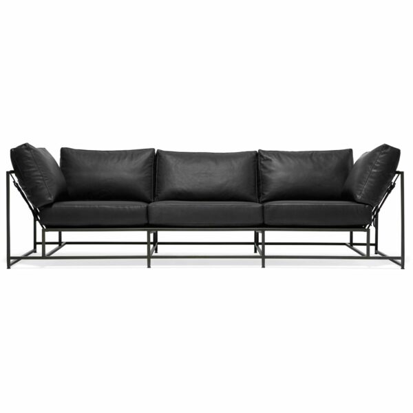 Stephen Kenn | Inheritance Leather Sofa - Black Leather & Blackened Steel