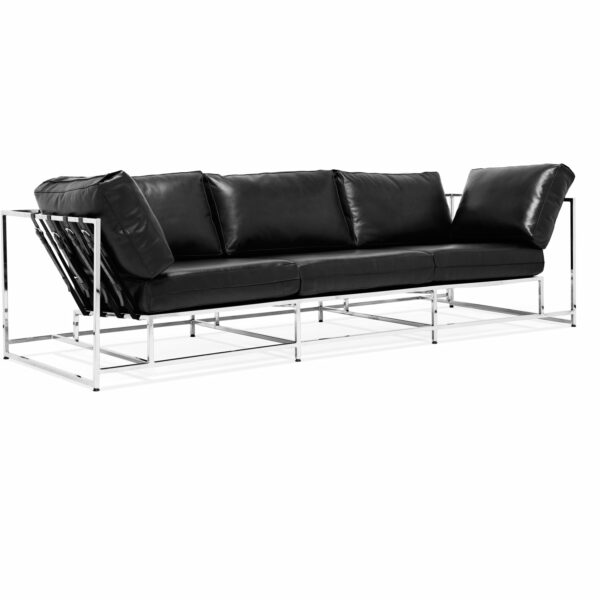 Stephen Kenn | Inheritance Sofa - Black Leather & Polished Nickel