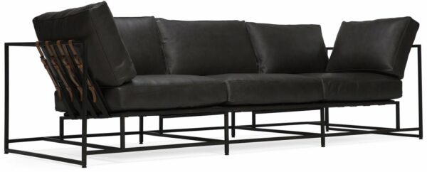 Stephen Kenn | Inheritance Sofa - Leather - Black Leather & Blackened Steel