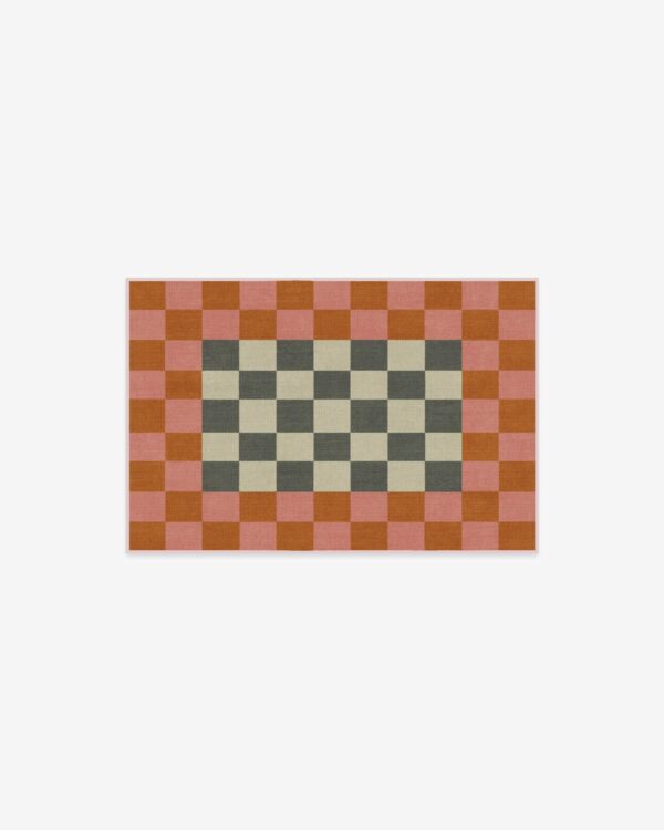 Ruggable | Jonathan Adler Checker Border Pink & Orange Rug