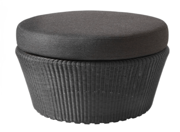 Cane Line | Kingston Footstool - Graphite / Black Cushion