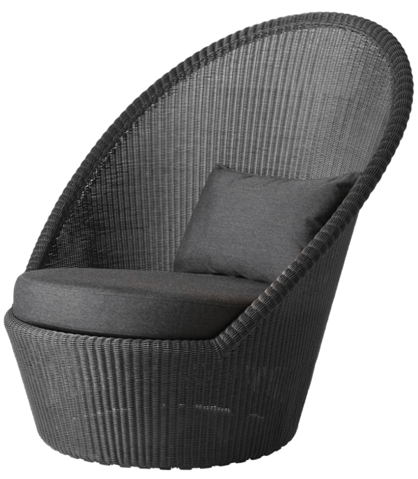 Cane Line | Kingston Sunchair With Wheels - Graphite / Black Natté Cushion