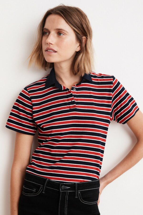 Velvet by Graham & Spencer | Adella Knit Stripe Polo Shirt (XL), Velvet by Graham & Spencer