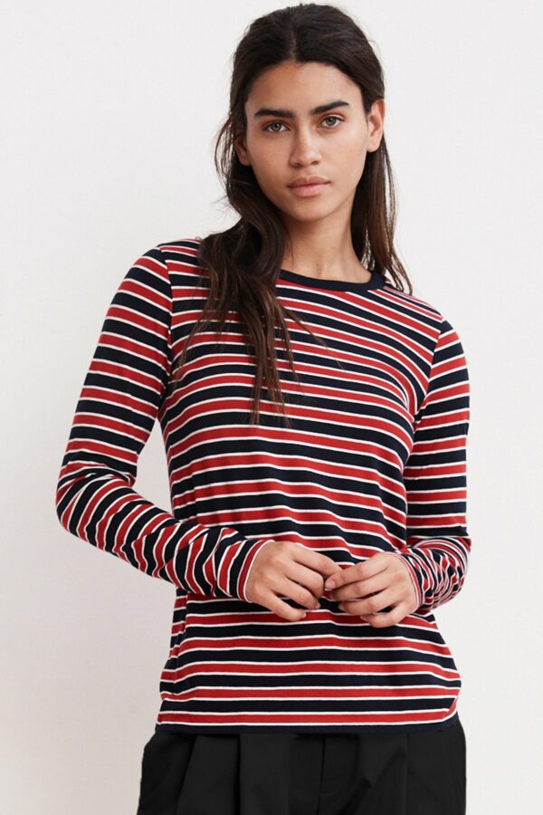 Velvet by Graham & Spencer | Arty Knit Stripe Crew Neck Tee (L), Velvet by Graham & Spencer