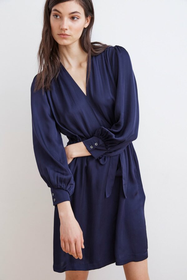 Velvet by Graham & Spencer | Charis Satin Viscose Wrap Dress (L), Velvet by Graham & Spencer