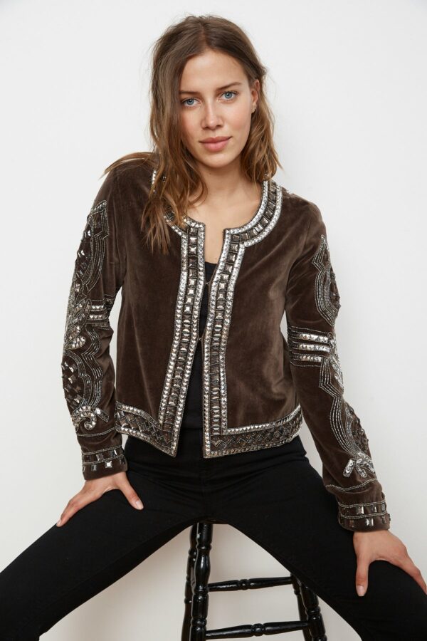 Velvet by Graham & Spencer | Peggie Velvet Embellished Jacket (L), Velvet by Graham & Spencer