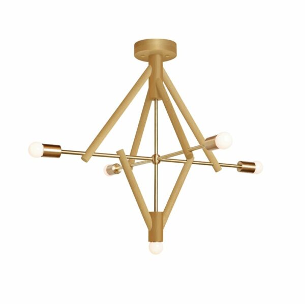 Workstead | Lodge Chandelier Five - Natural Oak / Blackened Brass