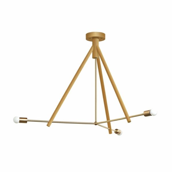 Workstead | Lodge Chandelier Three - Natural Oak / Blackened Brass