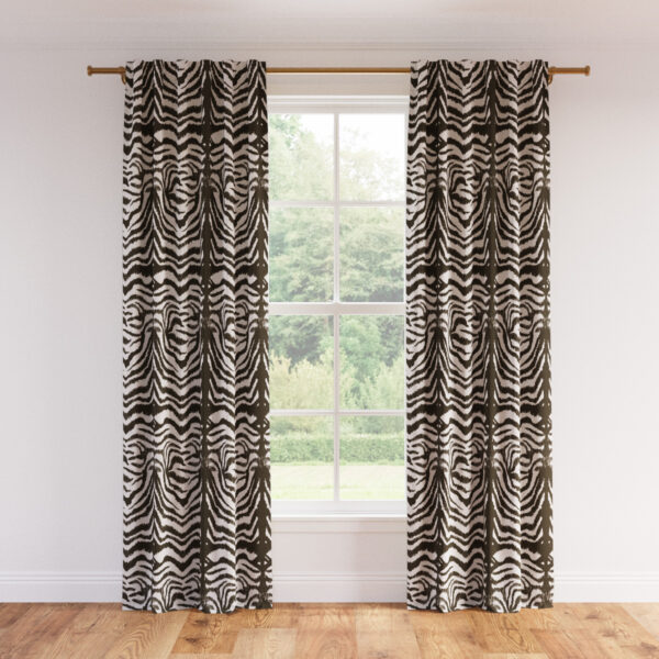 The Inside | Printed Linen Unlined Curtain | 50" x 96" | Zebra Printed Linen Blend