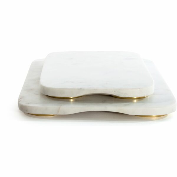 Hawkins New York | Mara Serving Boards - Large / White Marble/Brass