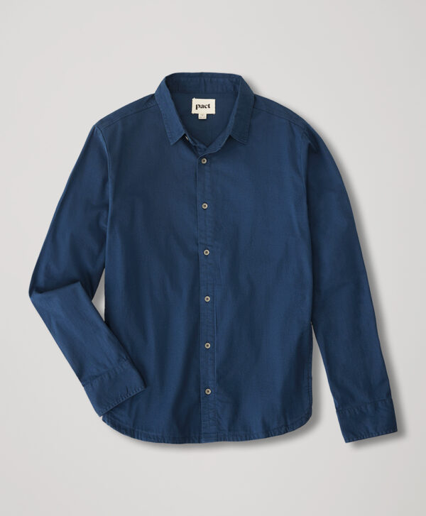 PACT Apparel | Men's French Navy Boulevard Brushedill Long Sleeve Button Up